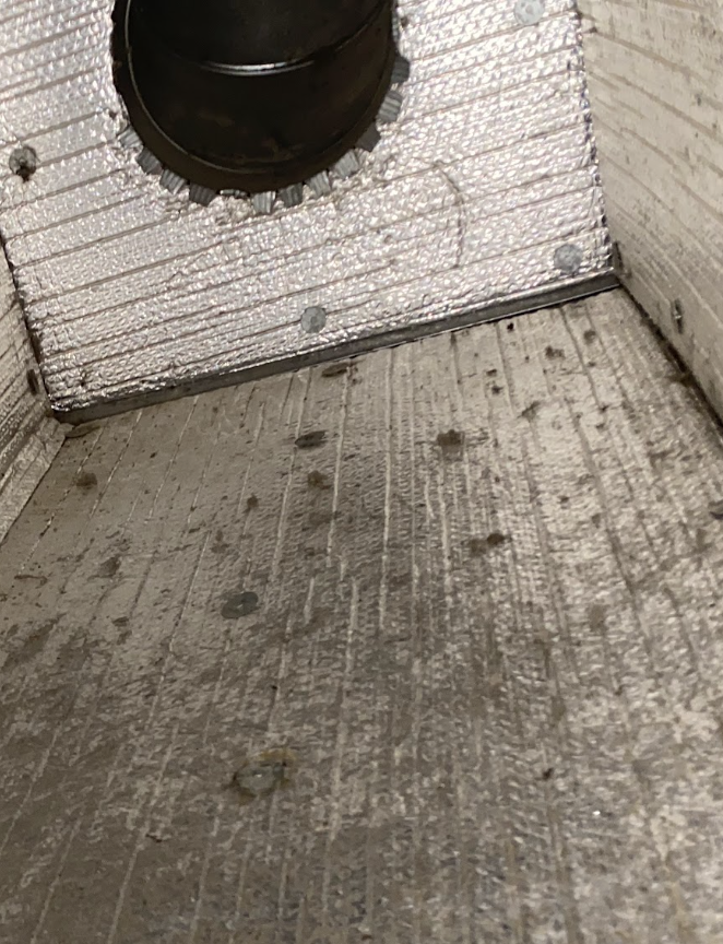 Dryer vent cavity after professional cleaning