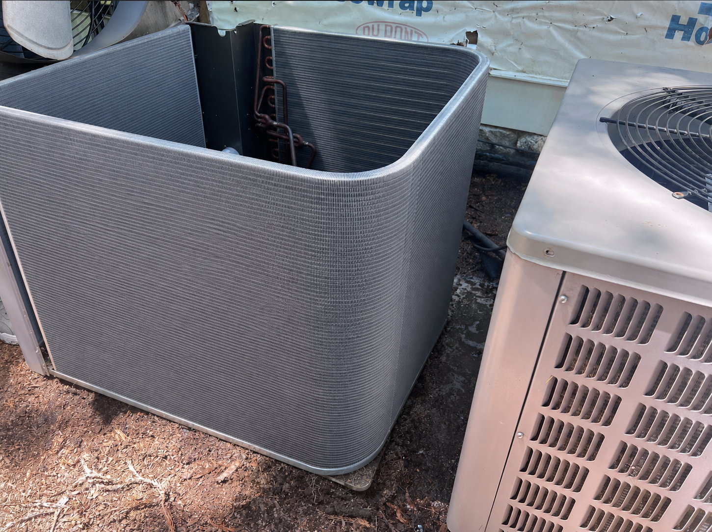 Same condenser coil after professional cleaning