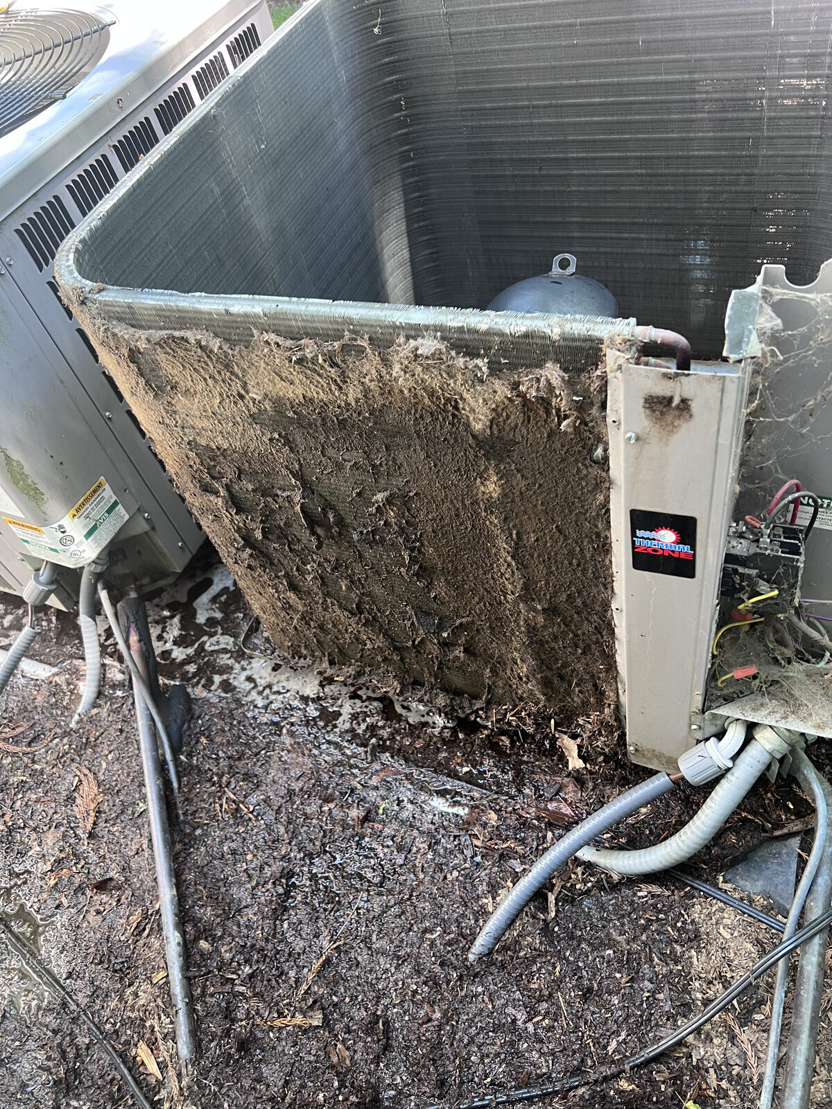 Dust and debris buildup inside a residential air duct in Connecticut